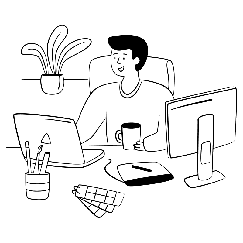 Person working at desk illustration